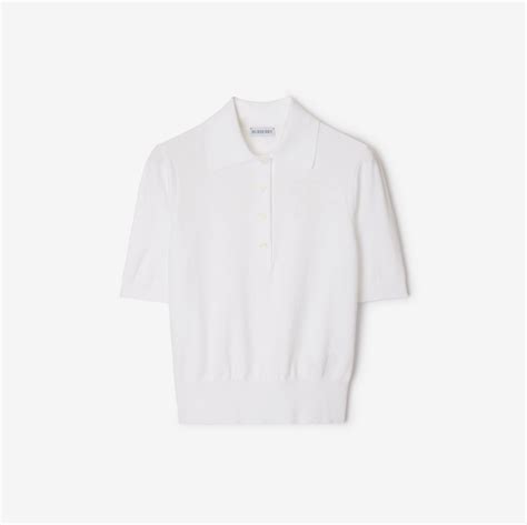 Cotton Blend Polo Shirt in Chalk 